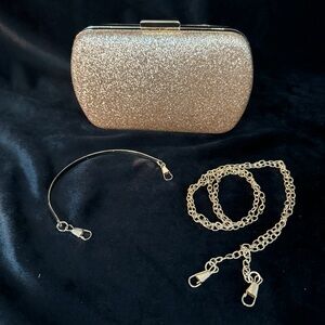 Gold Glitter Capsule Style Evening Clutch Bag